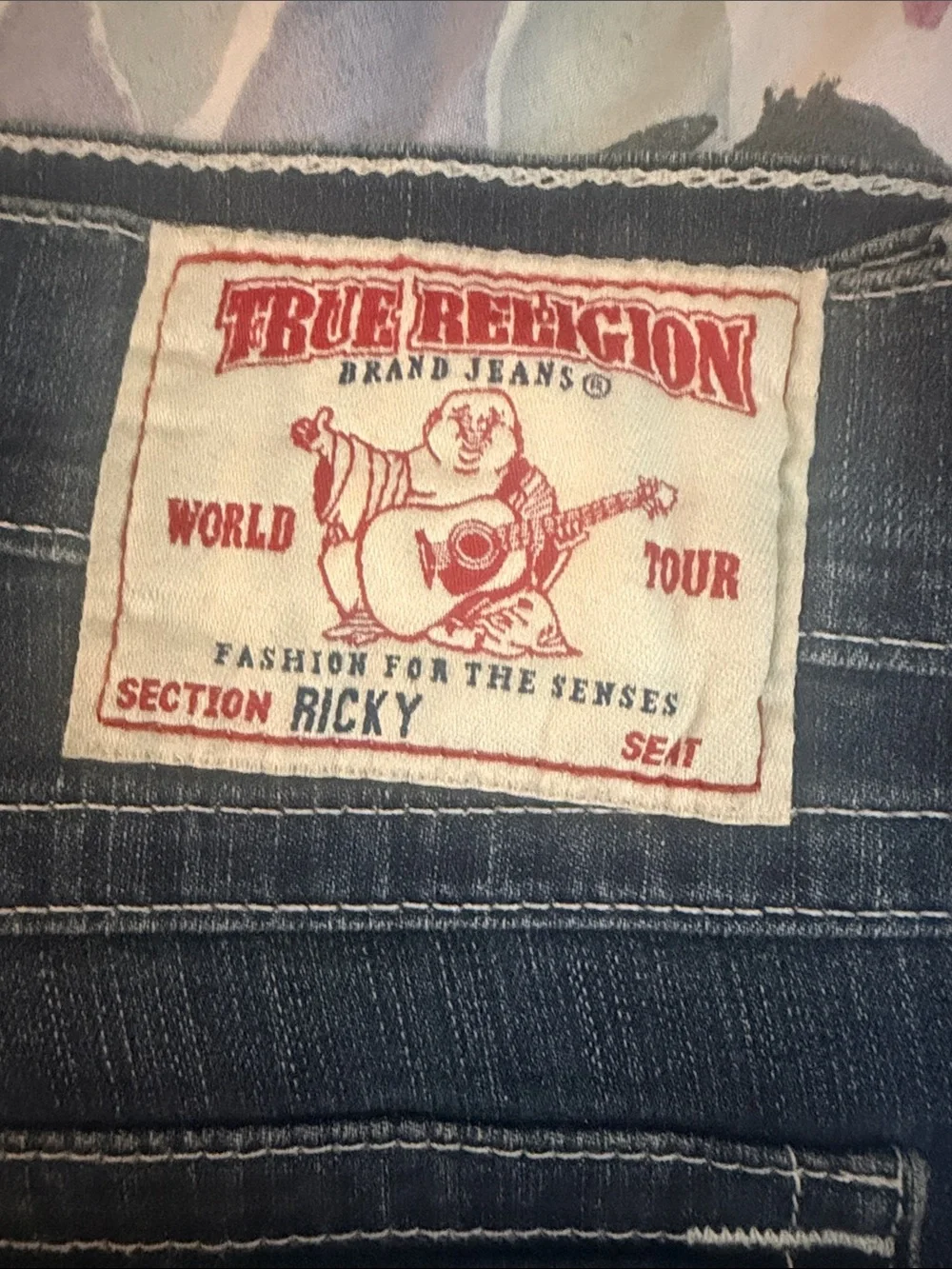 True Religion Men’s Dark Blue Boot Cut Jeans with Signature Flap Pocket